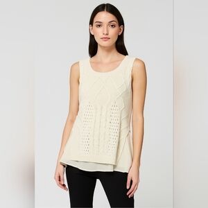 Moth cream open knit sleeveless cotton sweater cottagecore lagenlook woman LG
